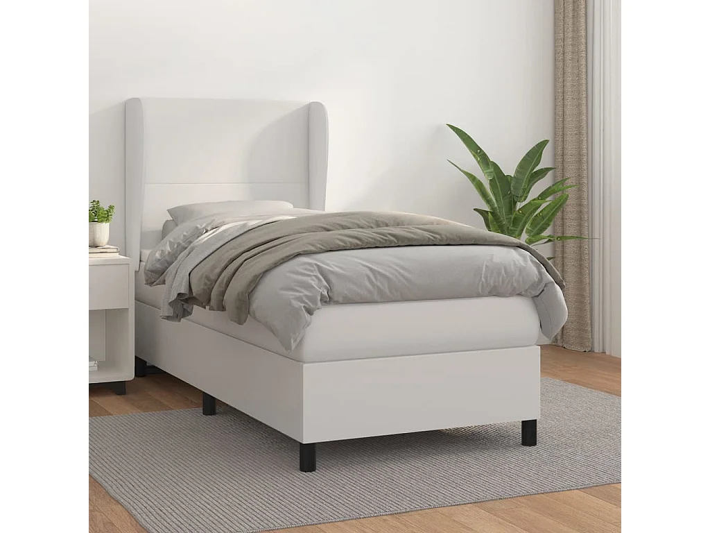 Sommier à lattes de lit avec matelas Blanc 80x200 Similicuir