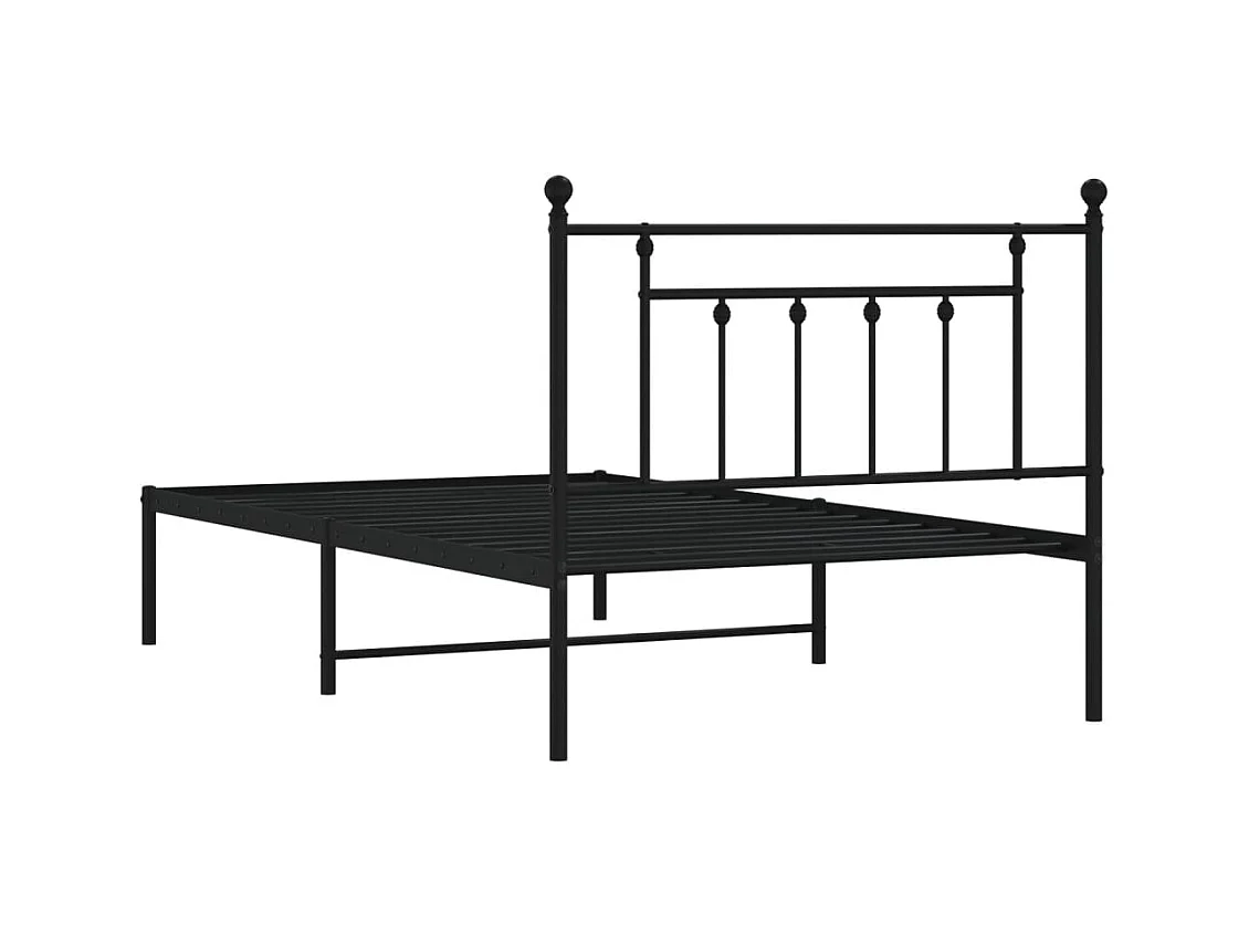 Cadre de lit métal avec tête de lit noir 107x203