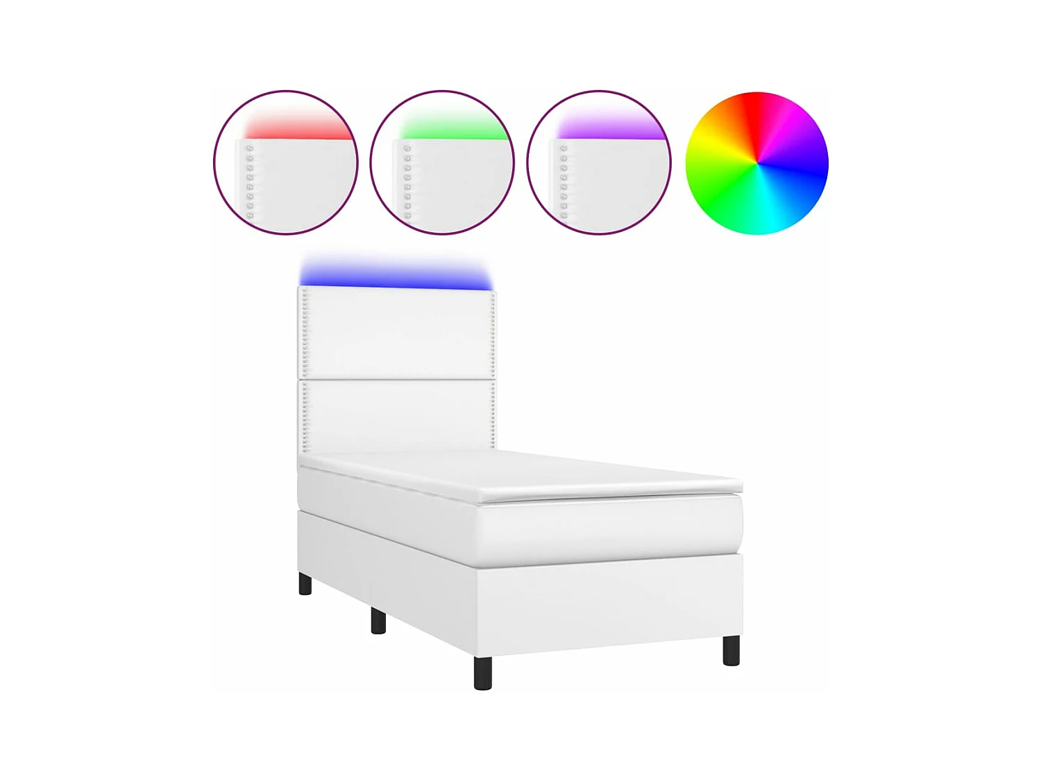 Sommier à lattes de lit avec matelas et LED Blanc 90x190