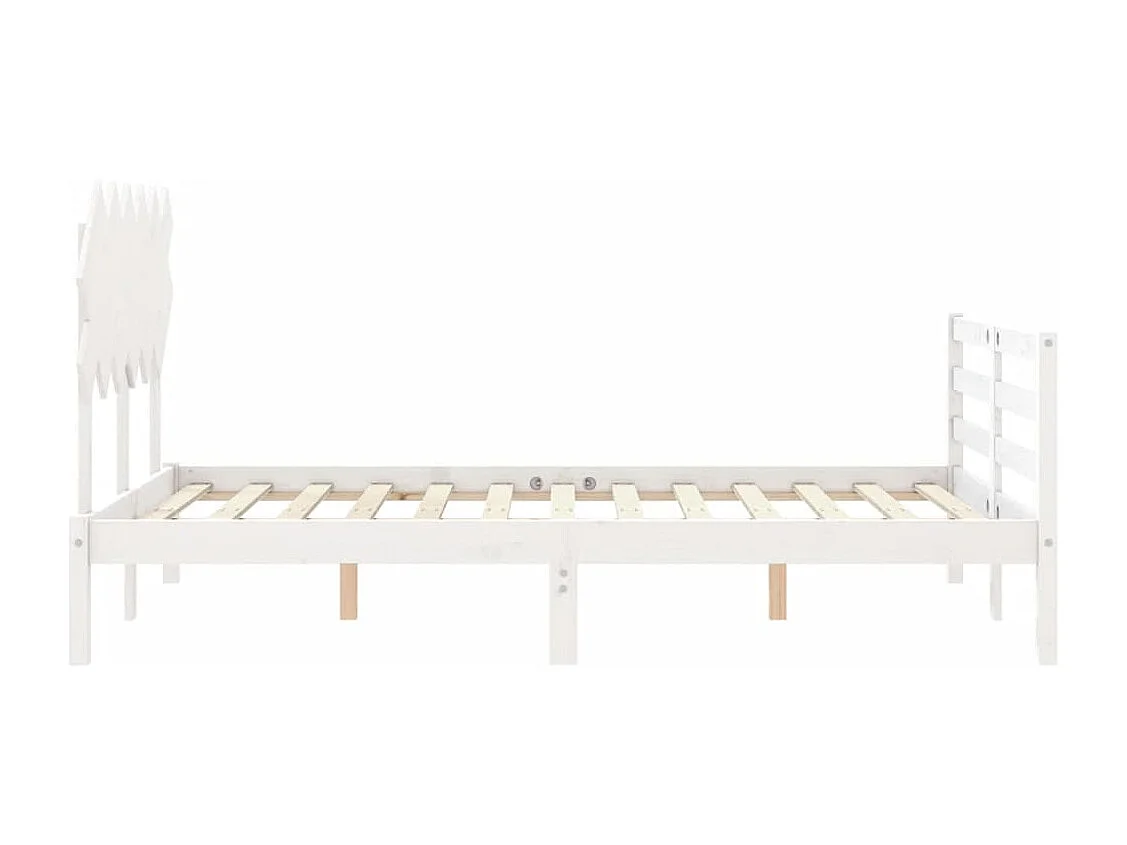 Cadre de lit avec tête de lit blanc double bois massif