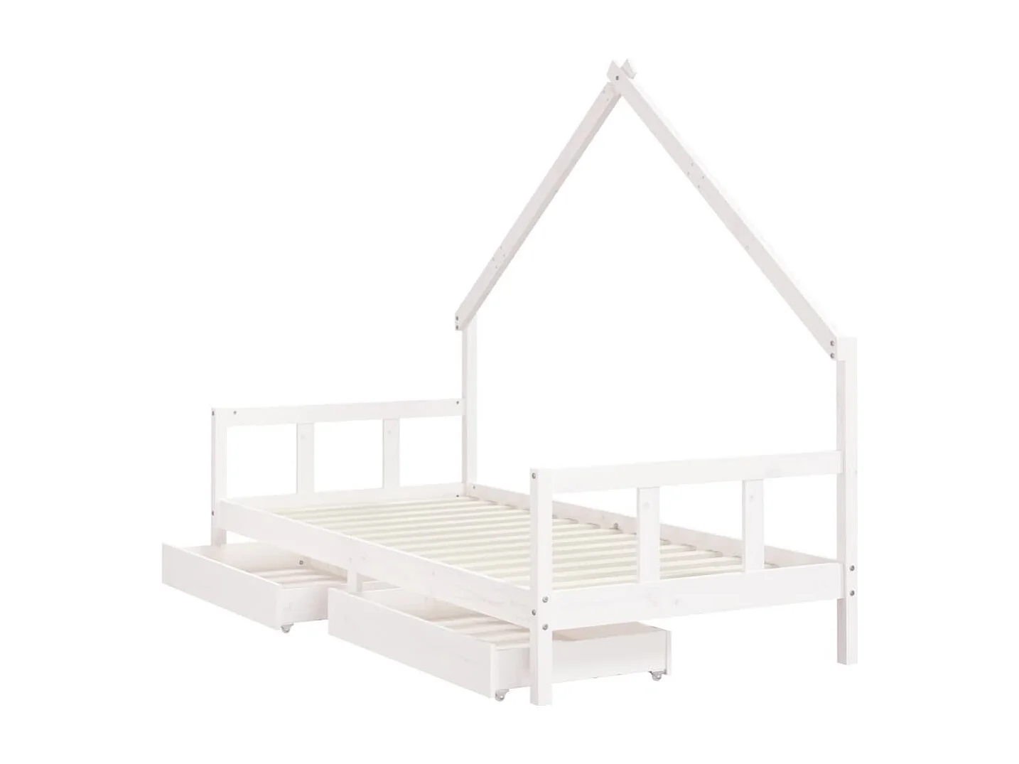 Cadre de lit d'enfants tiroirs blanc 90x190 bois pin massif