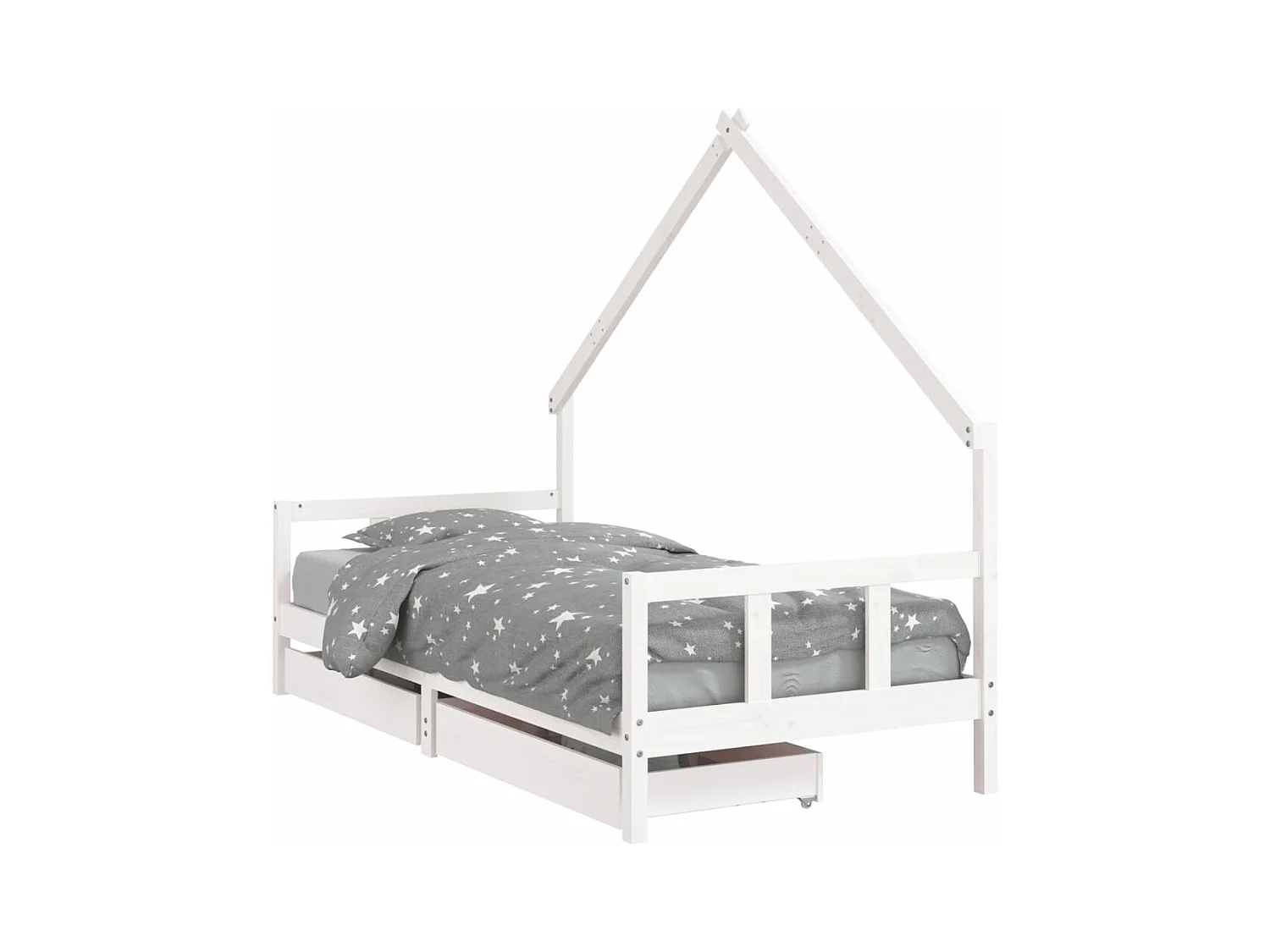 Cadre de lit d'enfants tiroirs blanc 90x190 bois pin massif