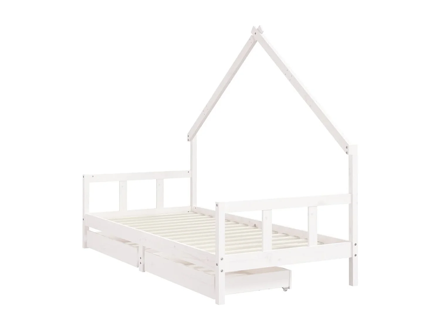Cadre de lit d'enfants tiroirs blanc 90x190 bois pin massif