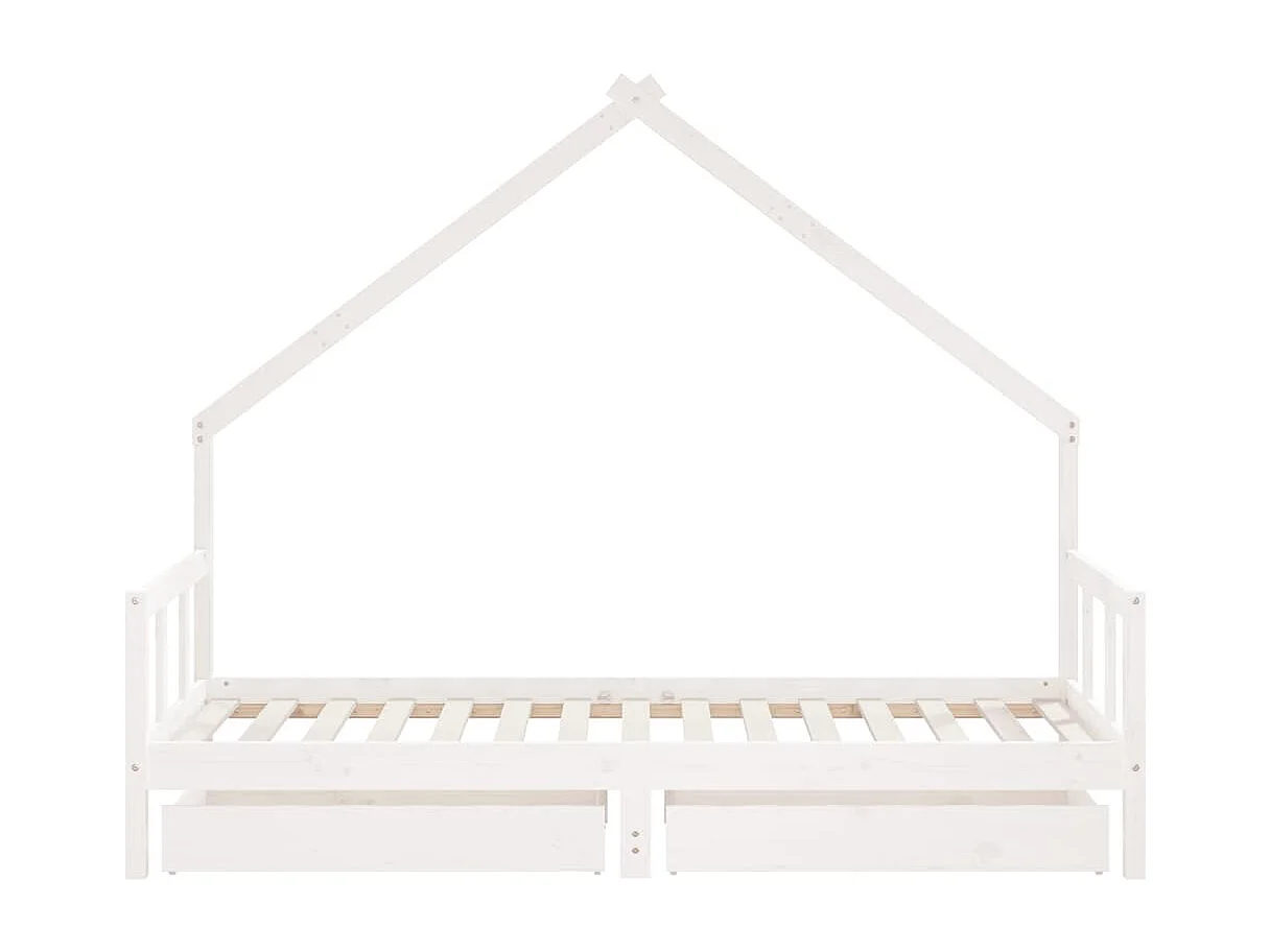 Cadre de lit d'enfants tiroirs blanc 90x190 bois pin massif