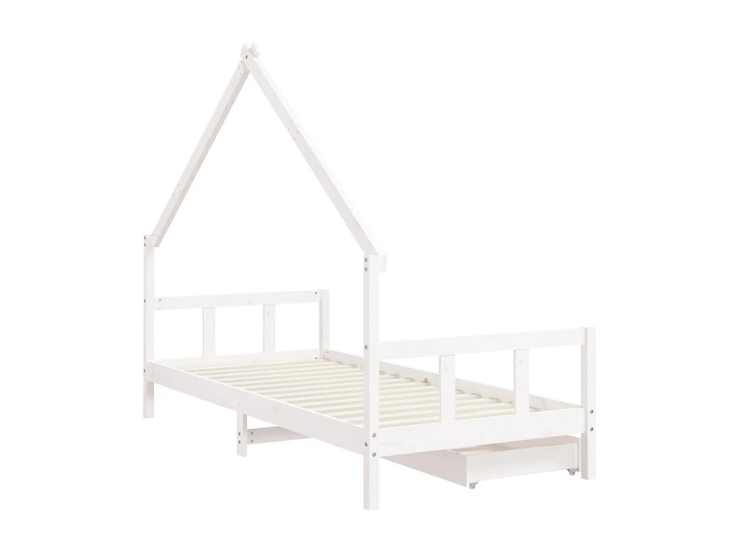 Cadre de lit d'enfants tiroirs blanc 90x190 bois pin massif