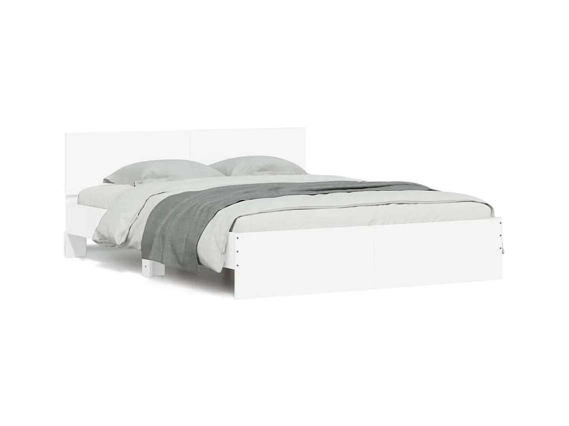 Cadre de lit avec tête de lit blanc 140x190