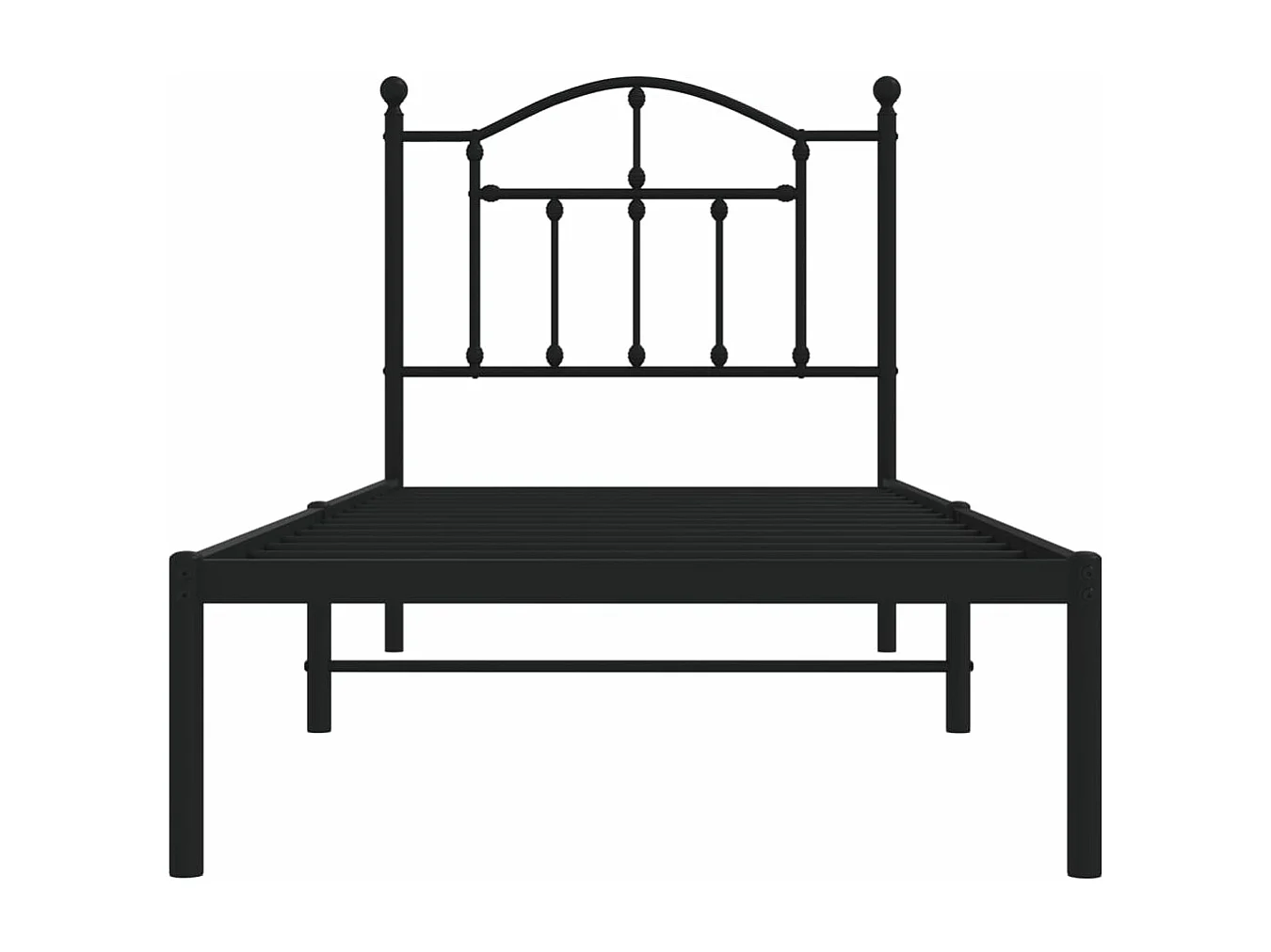 Cadre de lit métal avec tête de lit noir 90x190