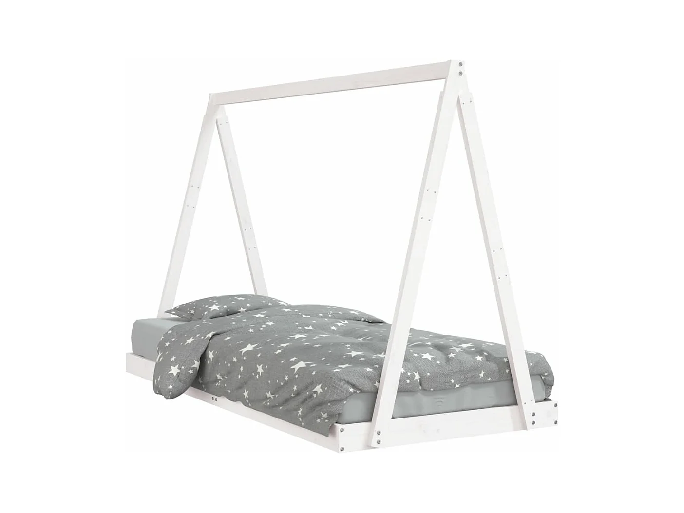 Cadre de lit pour enfants blanc 90x200 bois de pin massif