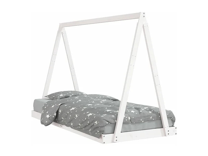 Cadre de lit pour enfants blanc 90x200 bois de pin massif