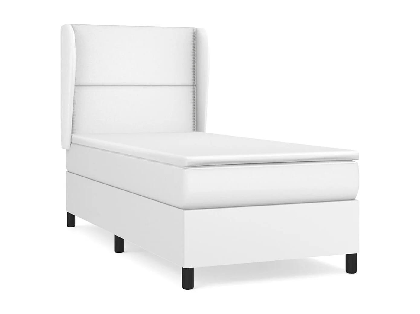 Sommier à lattes de lit avec matelas Blanc 90x200 Similicuir