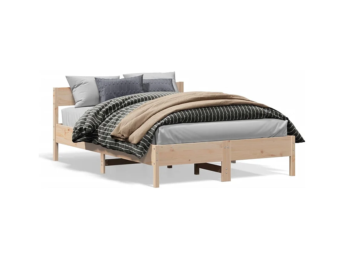 Cadre de lit avec tête de lit 160x200 bois de pin massif
