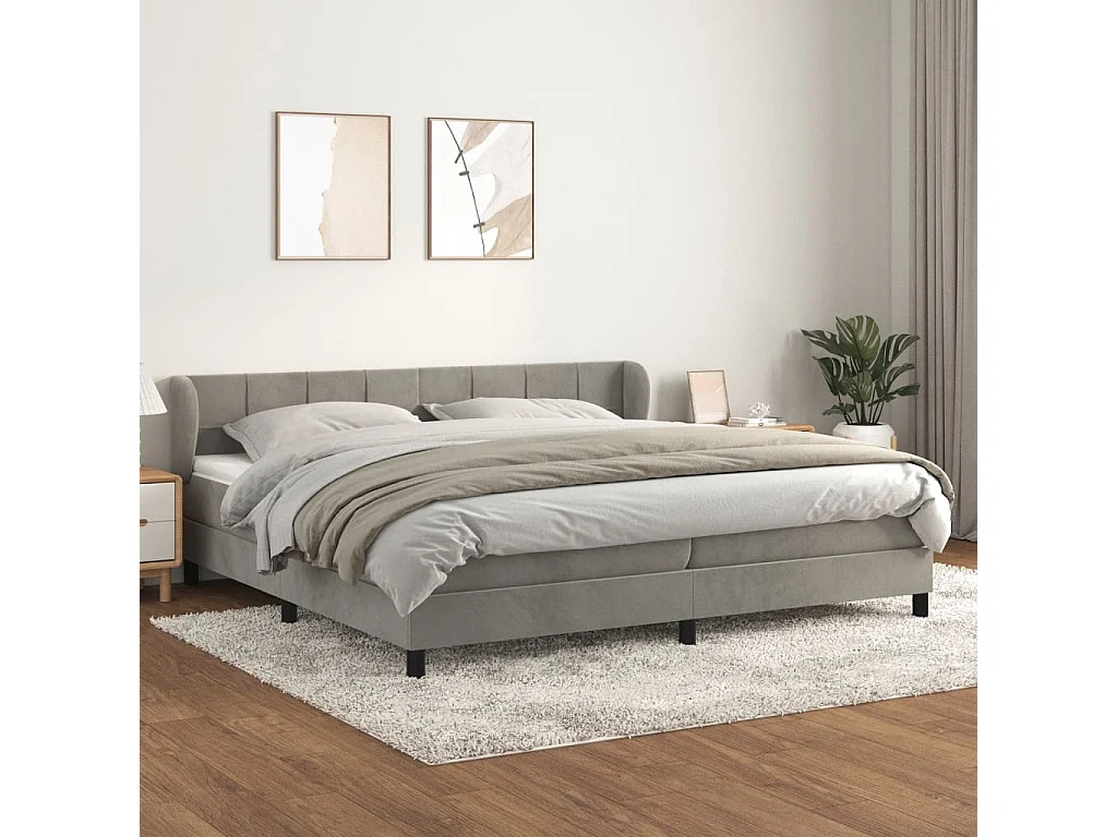 Sommier à lattes de lit et matelas Gris clair 200x200 Velours