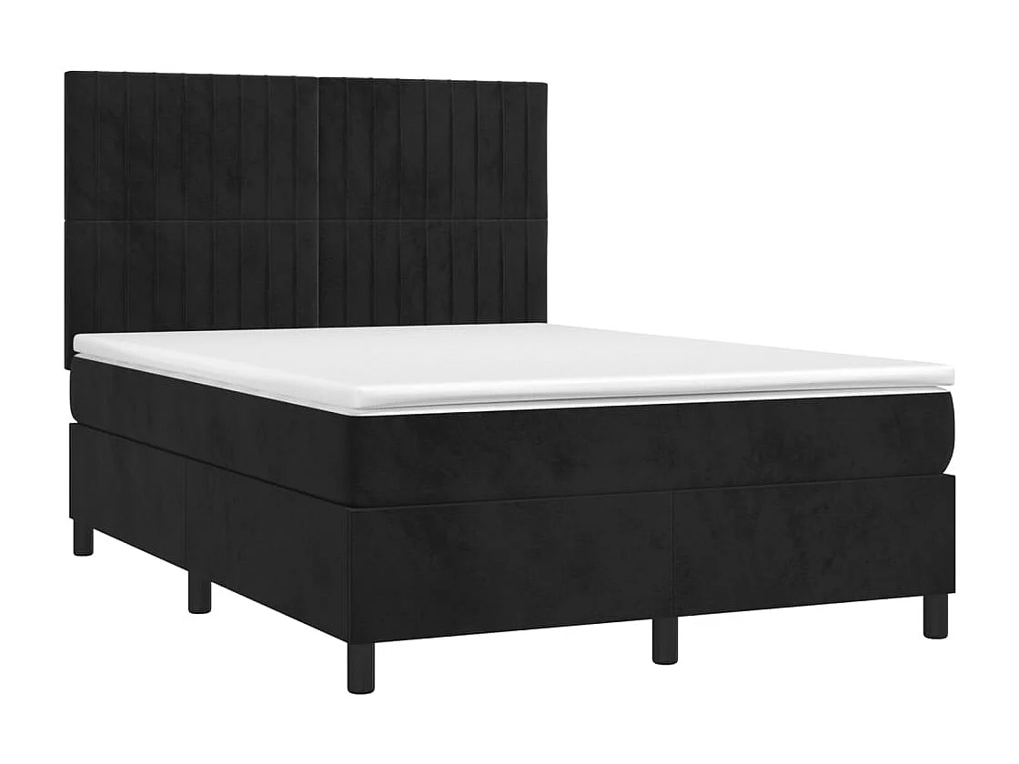 Sommier à lattes de lit matelas et LED Noir 140x200 Velours
