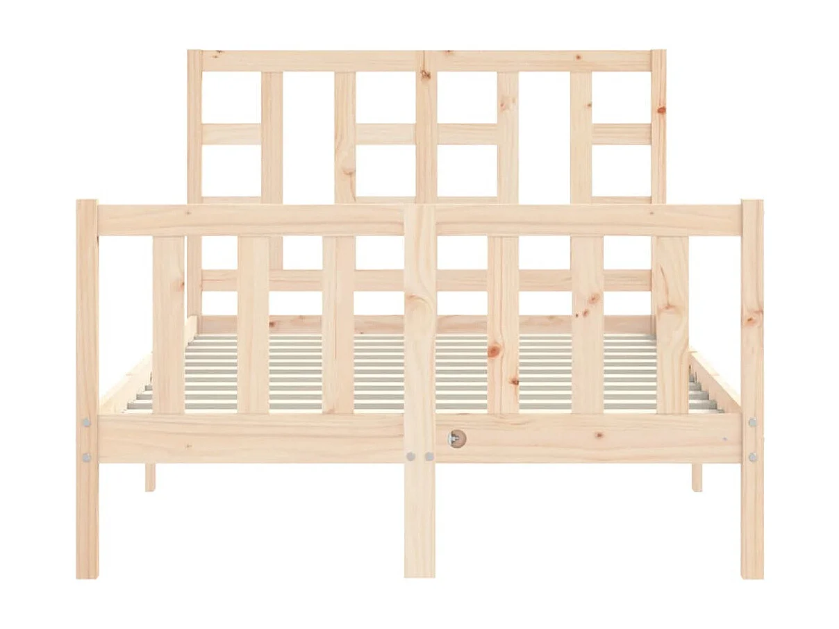 Cadre de lit avec tête de lit petit double bois massif