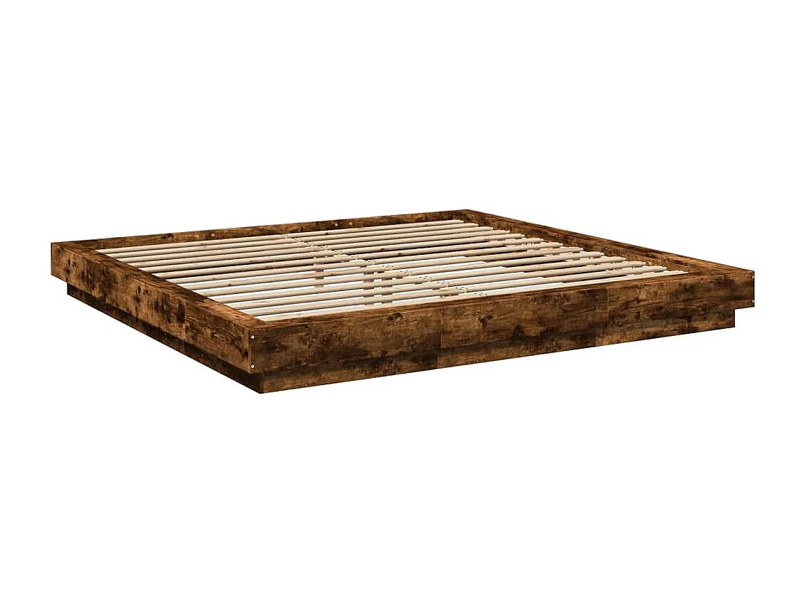 Cadre de lit chêne fumé 200x200 bois d'ingénierie
