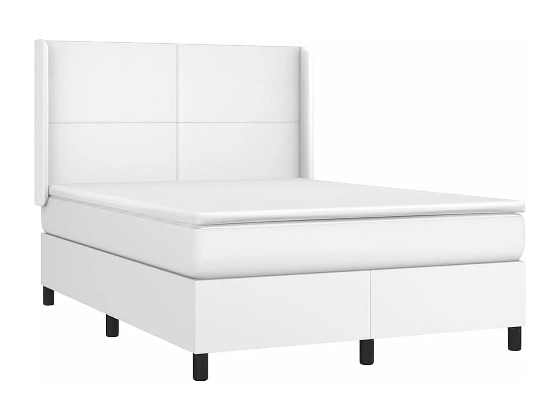 Sommier à lattes de lit matelas LED Blanc 140x200 Similicuir