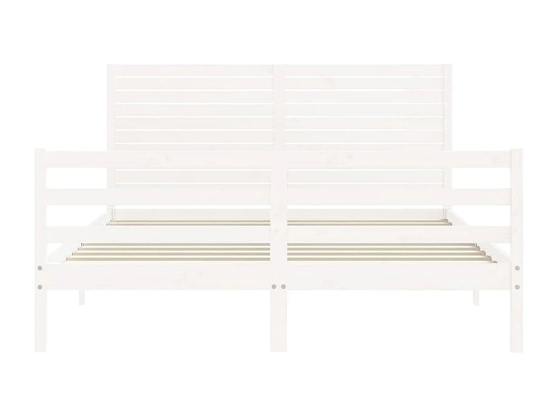 Cadre de lit avec tête de lit blanc 160x200 bois massif