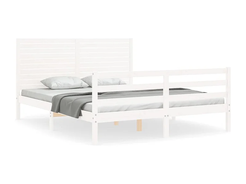Cadre de lit avec tête de lit blanc 160x200 bois massif
