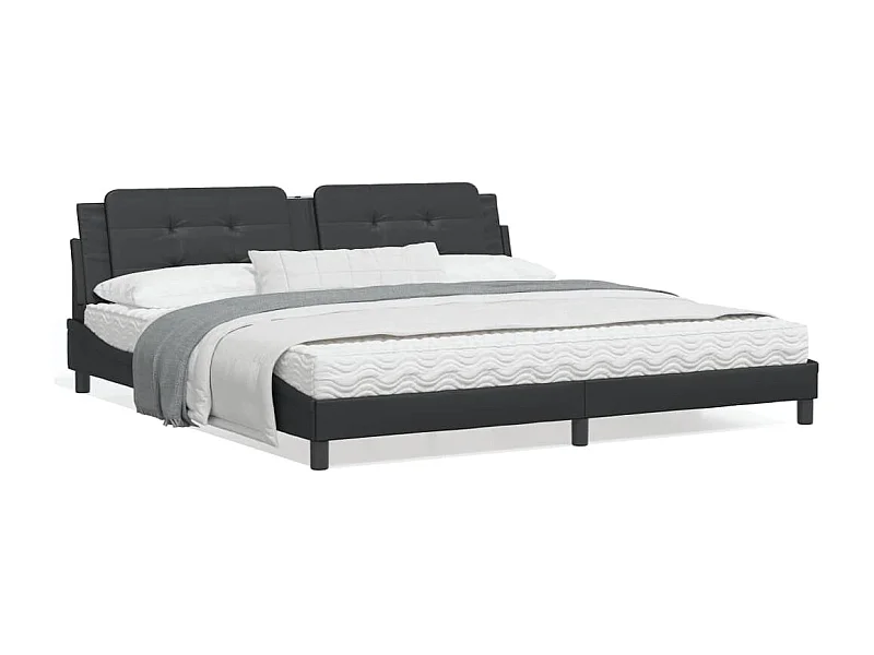 Lit avec matelas noir 200x200 similicuir