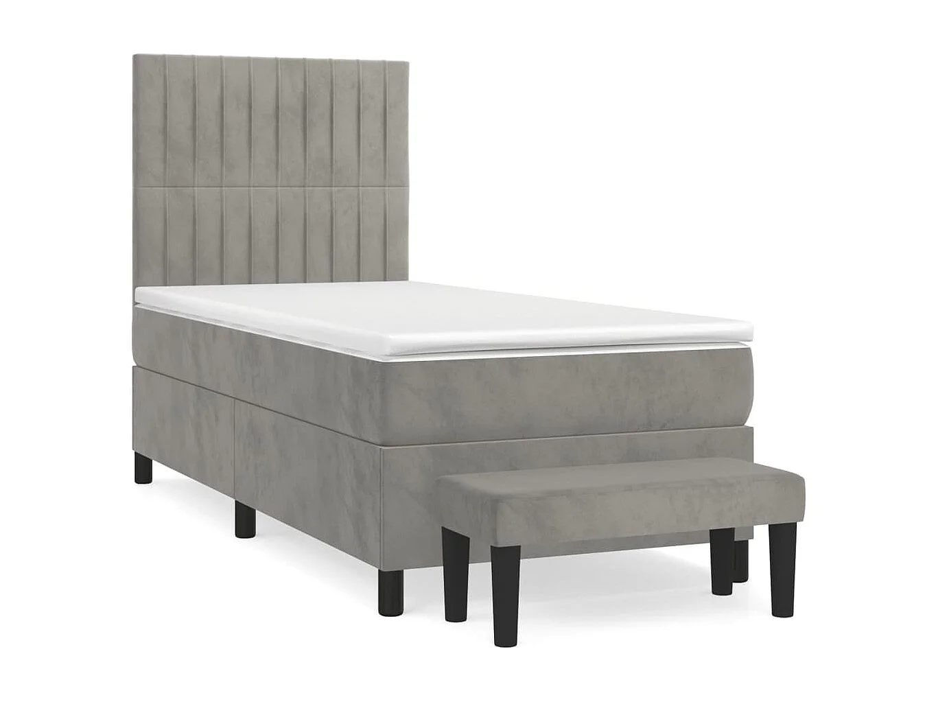 Sommier à lattes de lit et matelas Gris clair 100x200 Velours