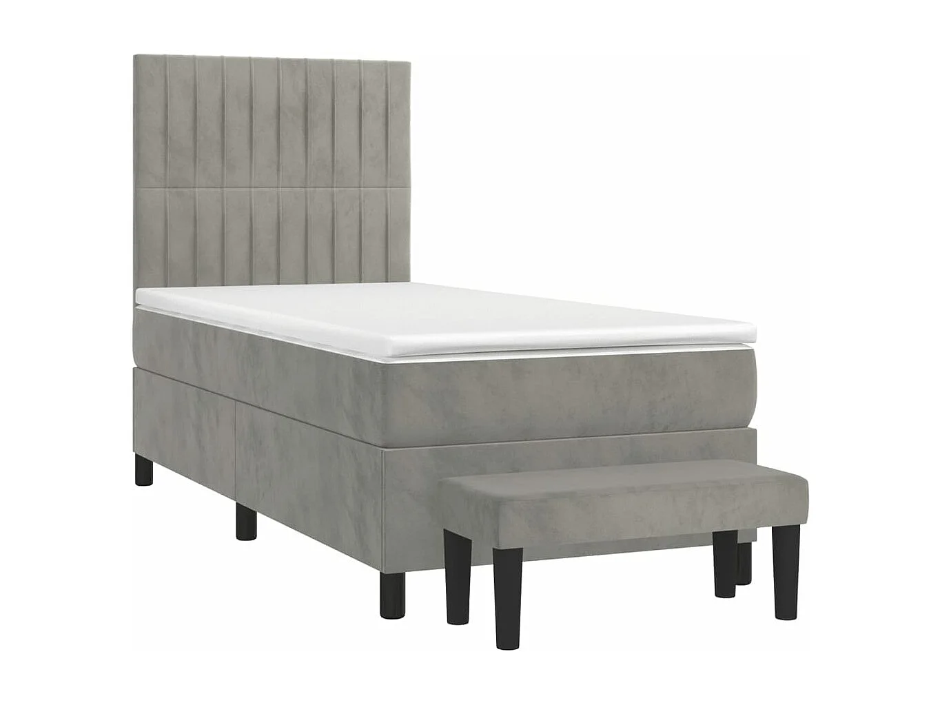 Sommier à lattes de lit et matelas Gris clair 100x200 Velours