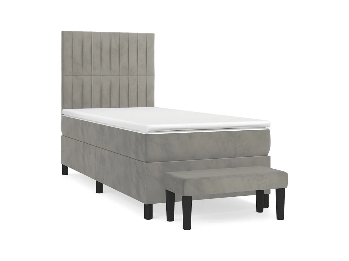 Sommier à lattes de lit et matelas Gris clair 100x200 Velours
