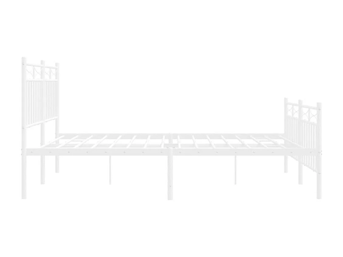 Cadre de lit métal avec tête de lit-pied de lit blanc 135x190
