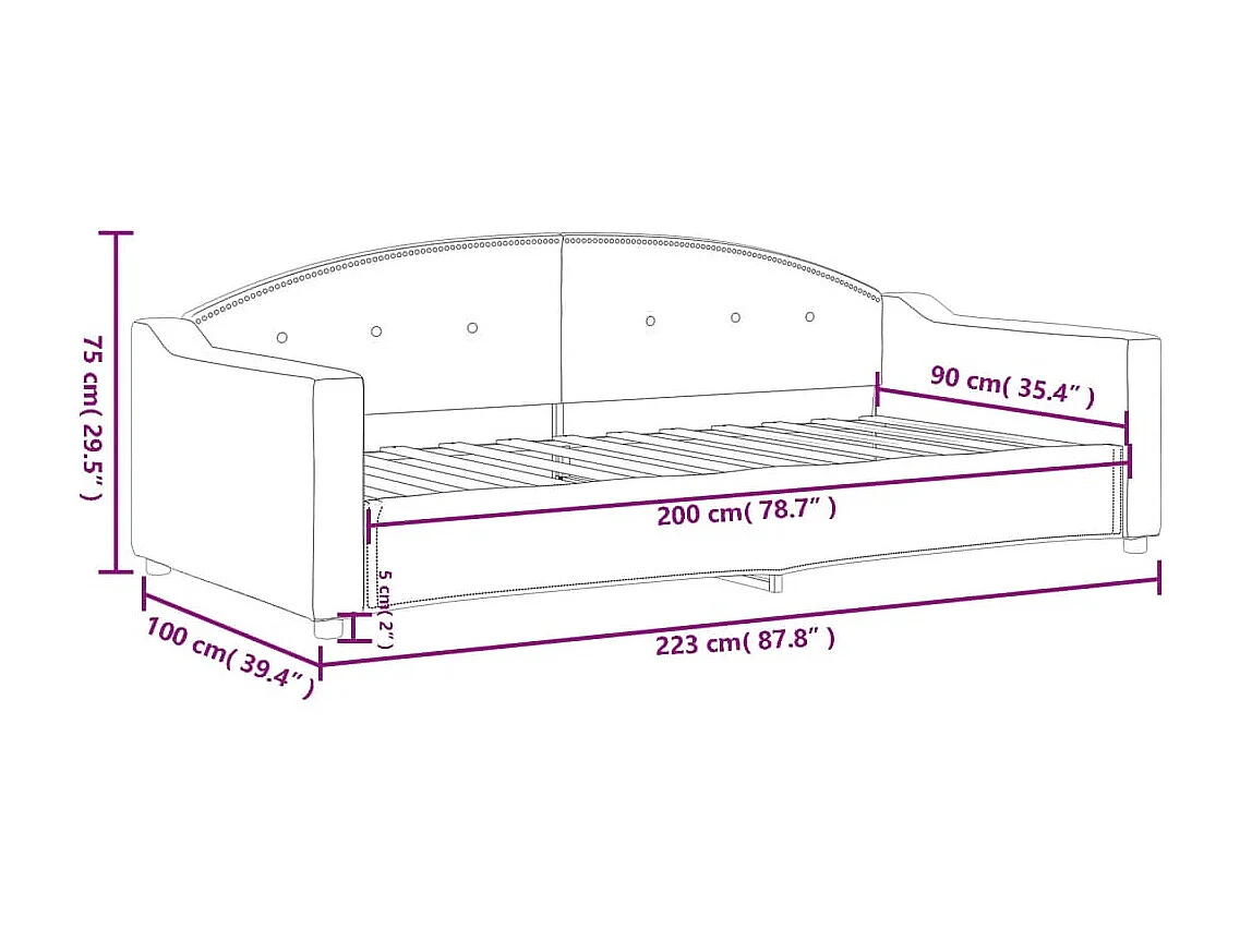 Lit de repos crème 90x200 tissu