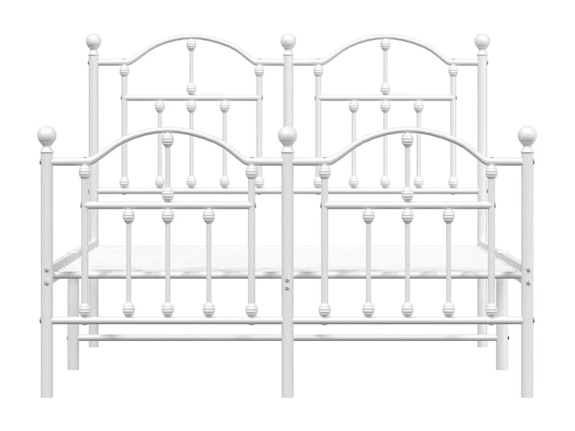 Cadre de lit métal avec tête de lit-pied de lit blanc 120x200