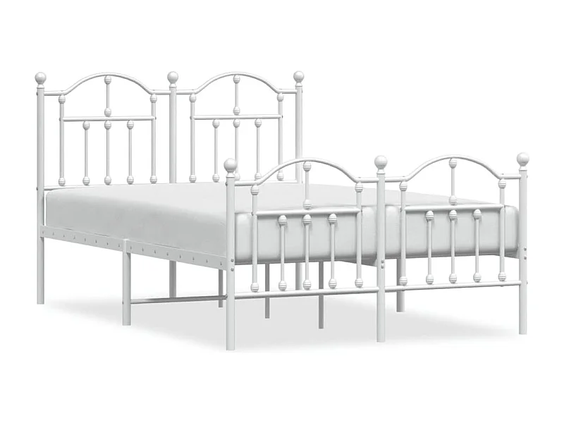 Cadre de lit métal avec tête de lit-pied de lit blanc 120x200