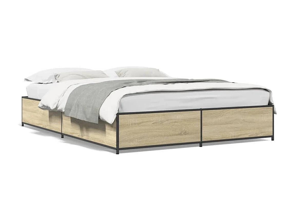 Cadre de lit chêne sonoma 120x190 bois d'ingénierie et métal