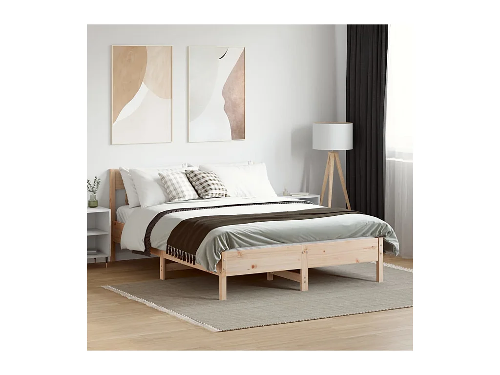 Cadre de lit avec tête de lit 160x200 bois de pin massif