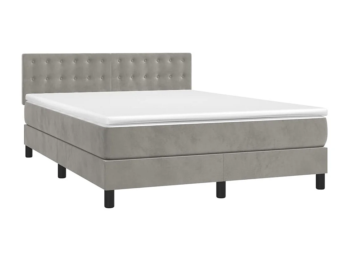 Sommier à lattes de lit avec matelas LED Gris clair 140x190