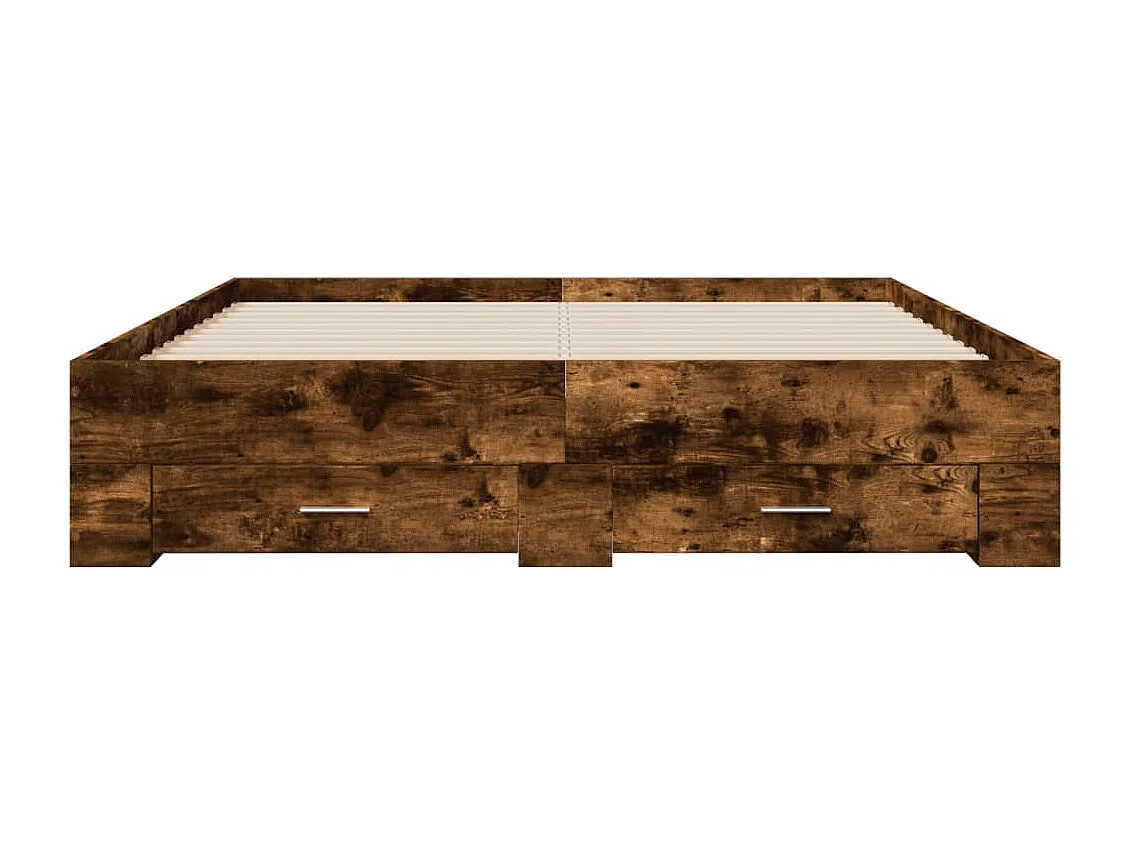 Cadre de lit et tiroirs chêne fumé 150x200 bois d'ingénierie