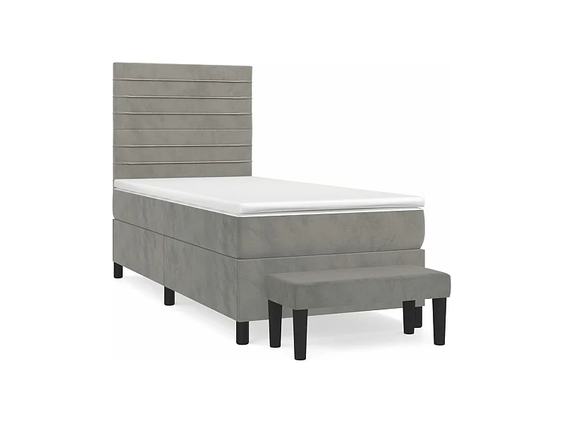 Sommier à lattes de lit et matelas Gris clair 90x190 Velours