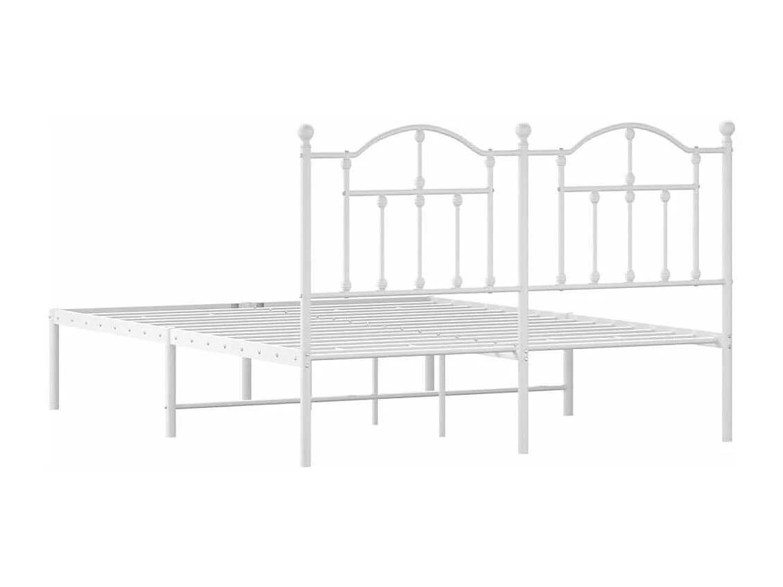 Cadre de lit métal avec tête de lit blanc 150x200