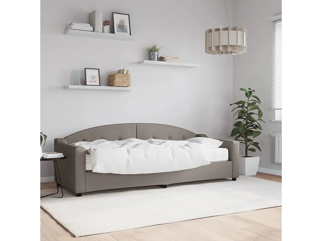 Lit de jour avec matelas taupe 80x200 tissu