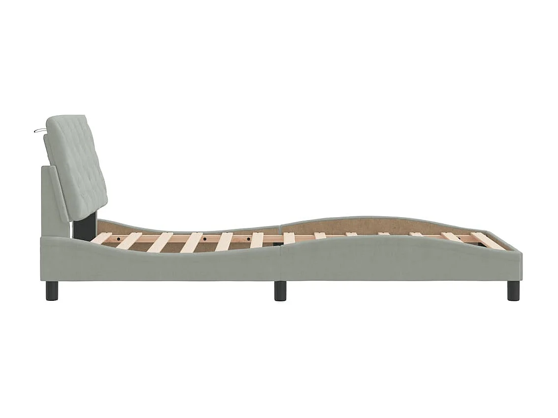 Cadre de lit avec tête de lit Gris clair 100x200 Velours