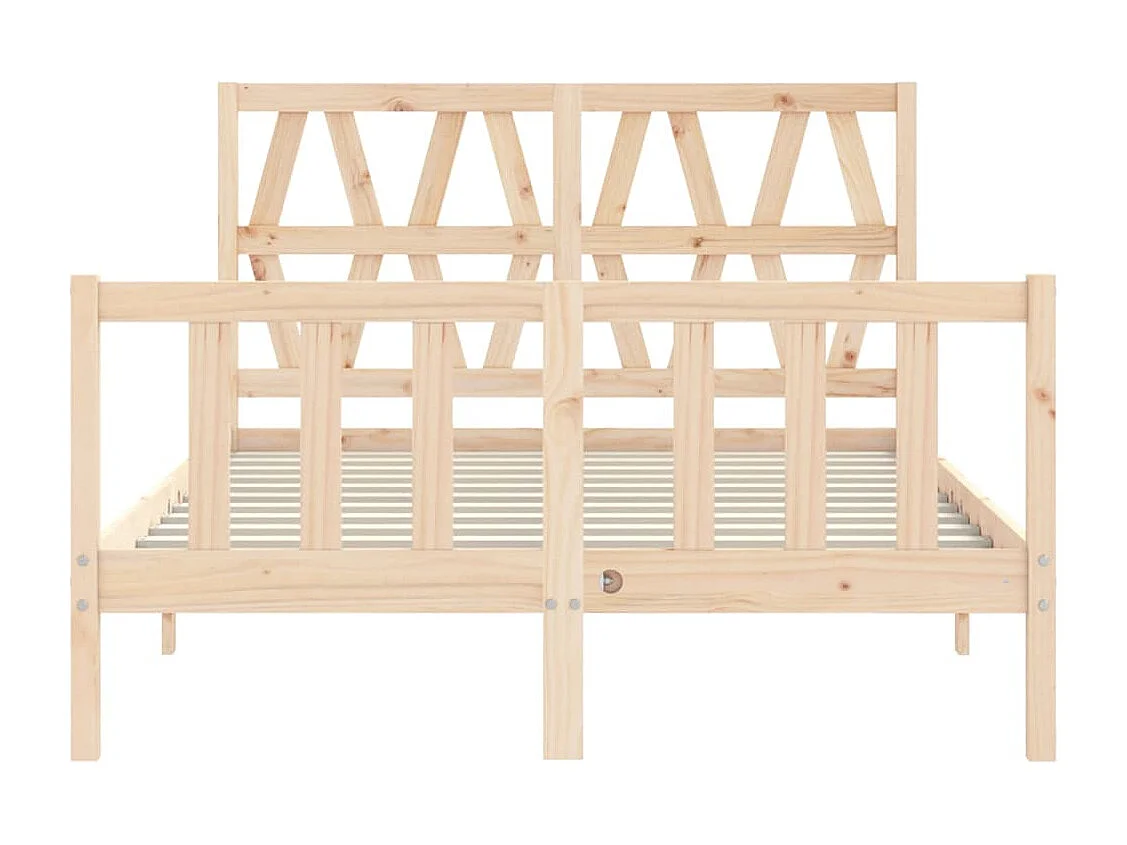 Cadre de lit avec tête de lit petit double bois massif