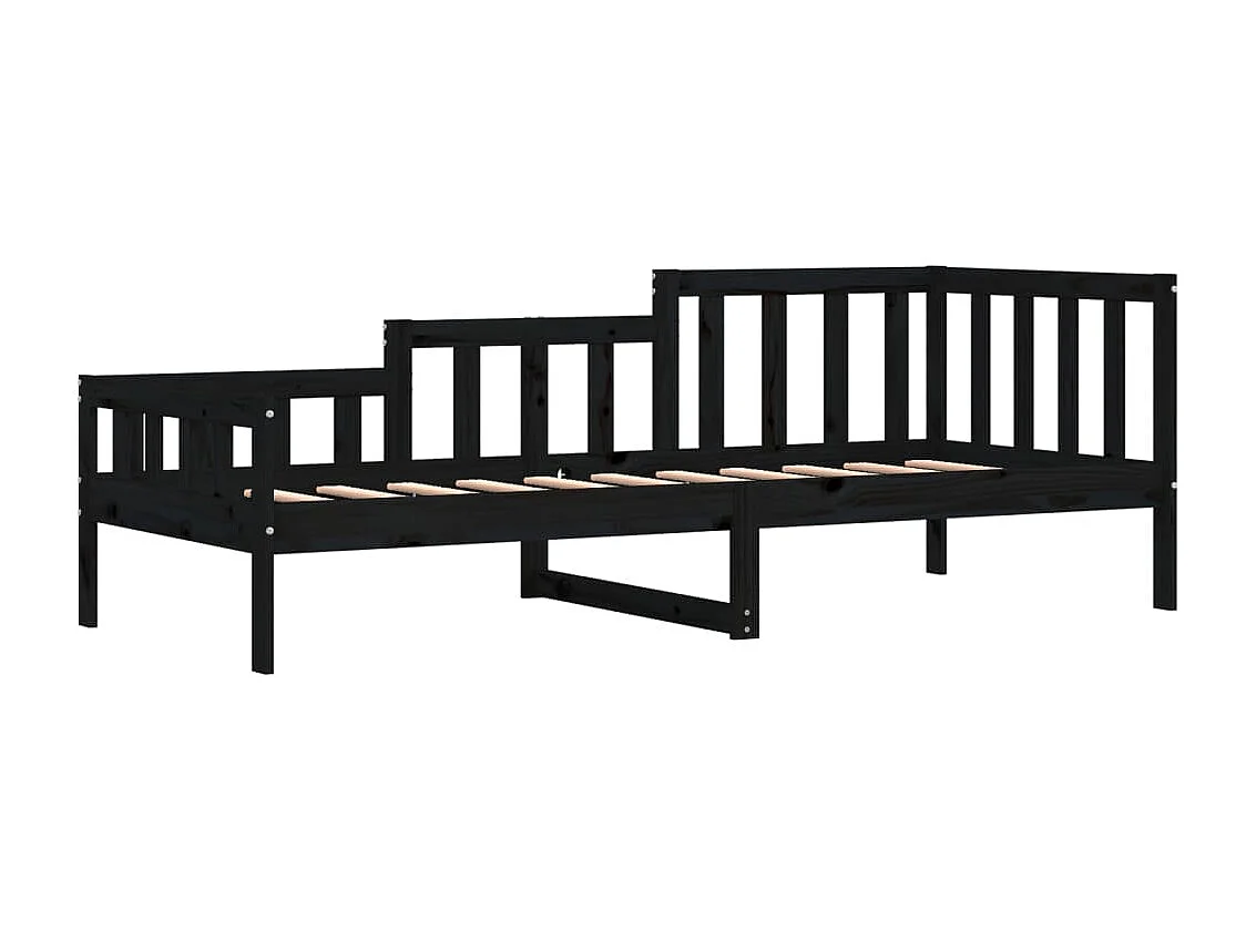 Lit de jour Noir 80x200 Bois de pin massif