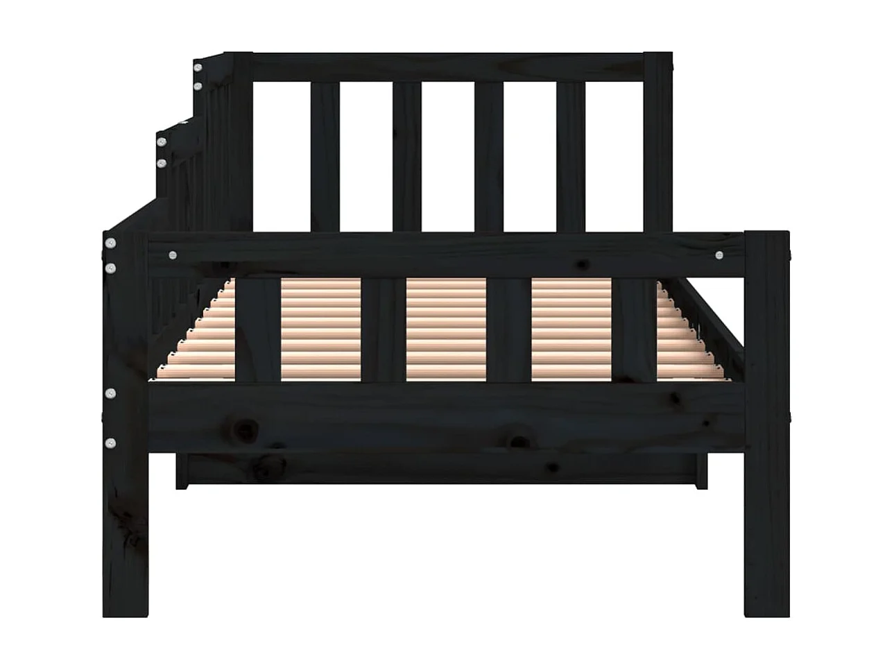 Lit de jour Noir 80x200 Bois de pin massif