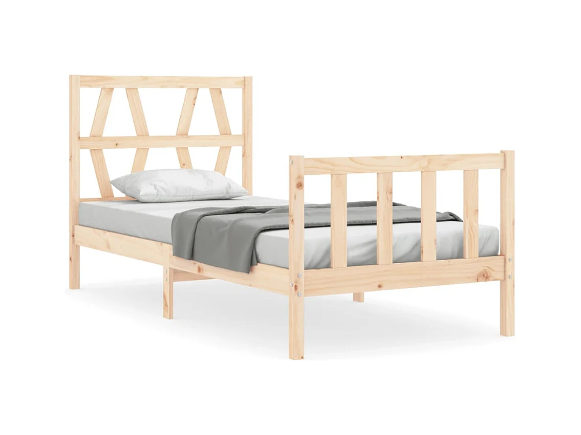 Cadre de lit avec tête de lit 90x200 bois massif