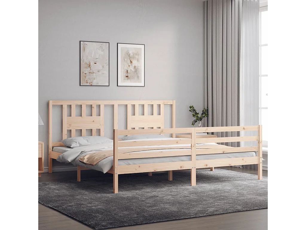 Cadre de lit avec tête de lit 200x200 bois massif