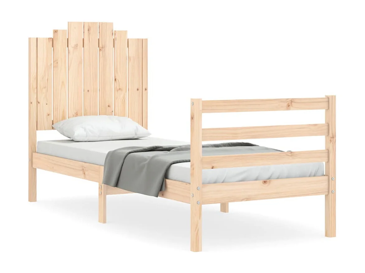 Cadre de lit avec tête de lit petit simple bois massif