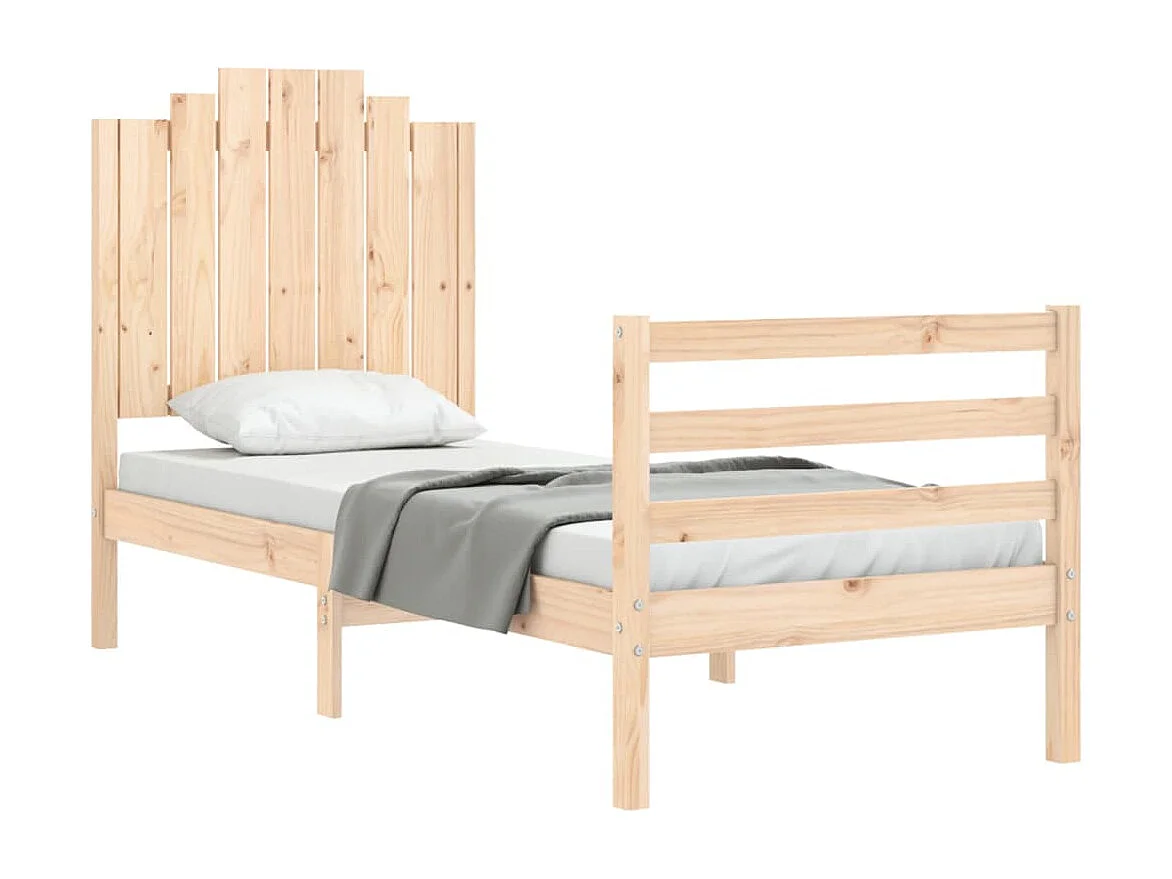 Cadre de lit avec tête de lit petit simple bois massif