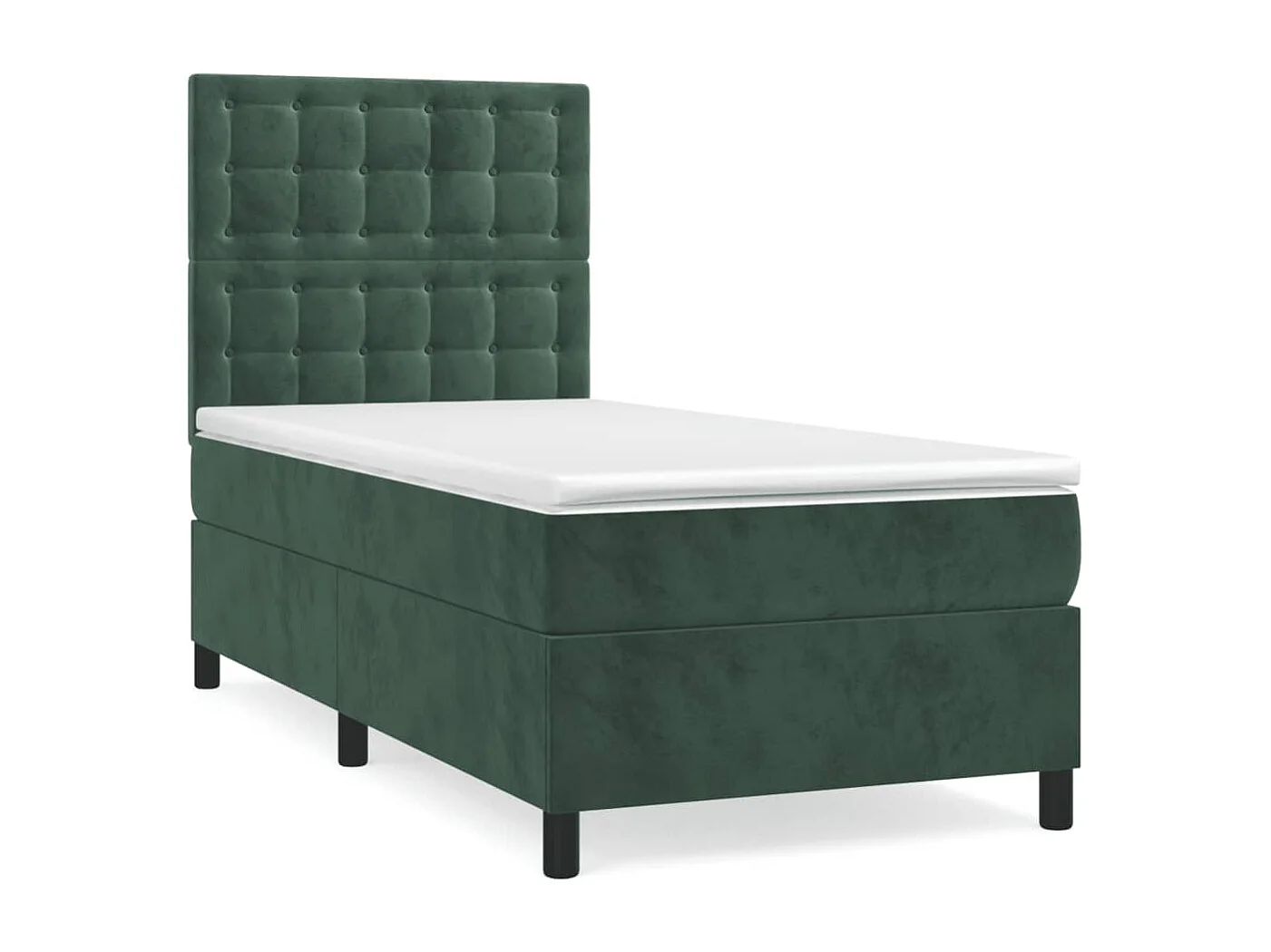Cama box spring con colchón terciopelo verde oscuro 100x200 cm