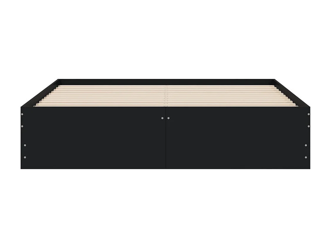 Cadre de lit à tiroirs noir 140x190 bois d'ingénierie