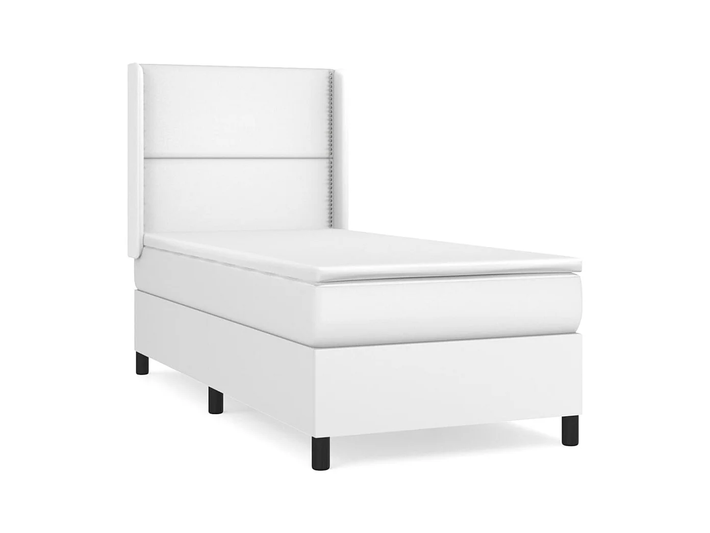 Sommier à lattes de lit avec matelas Blanc 90x200 Similicuir
