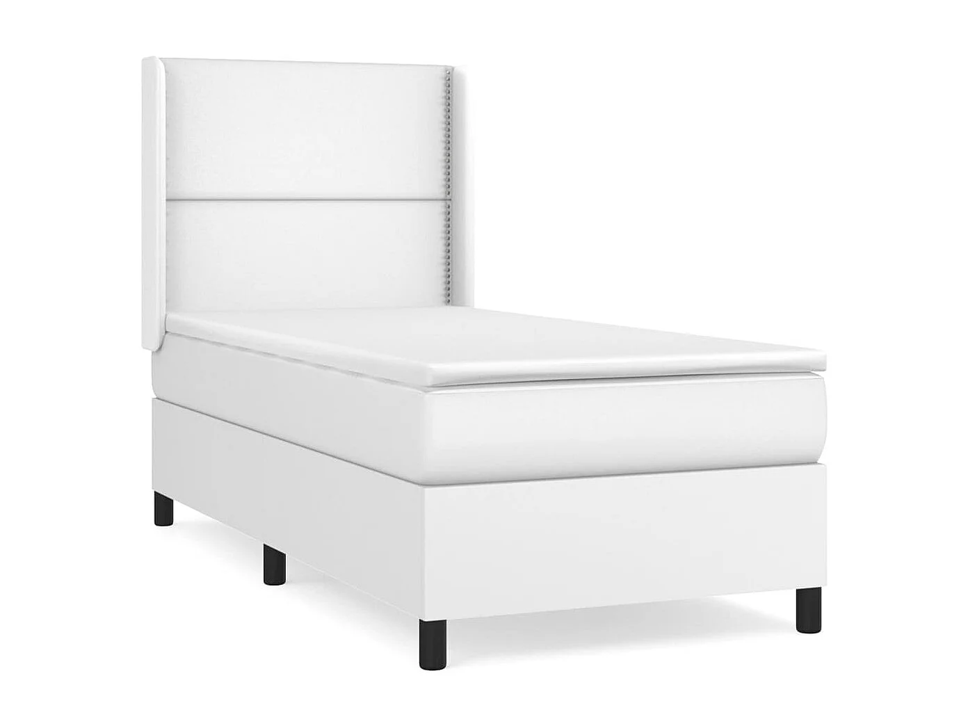 Sommier à lattes de lit avec matelas Blanc 90x200 Similicuir