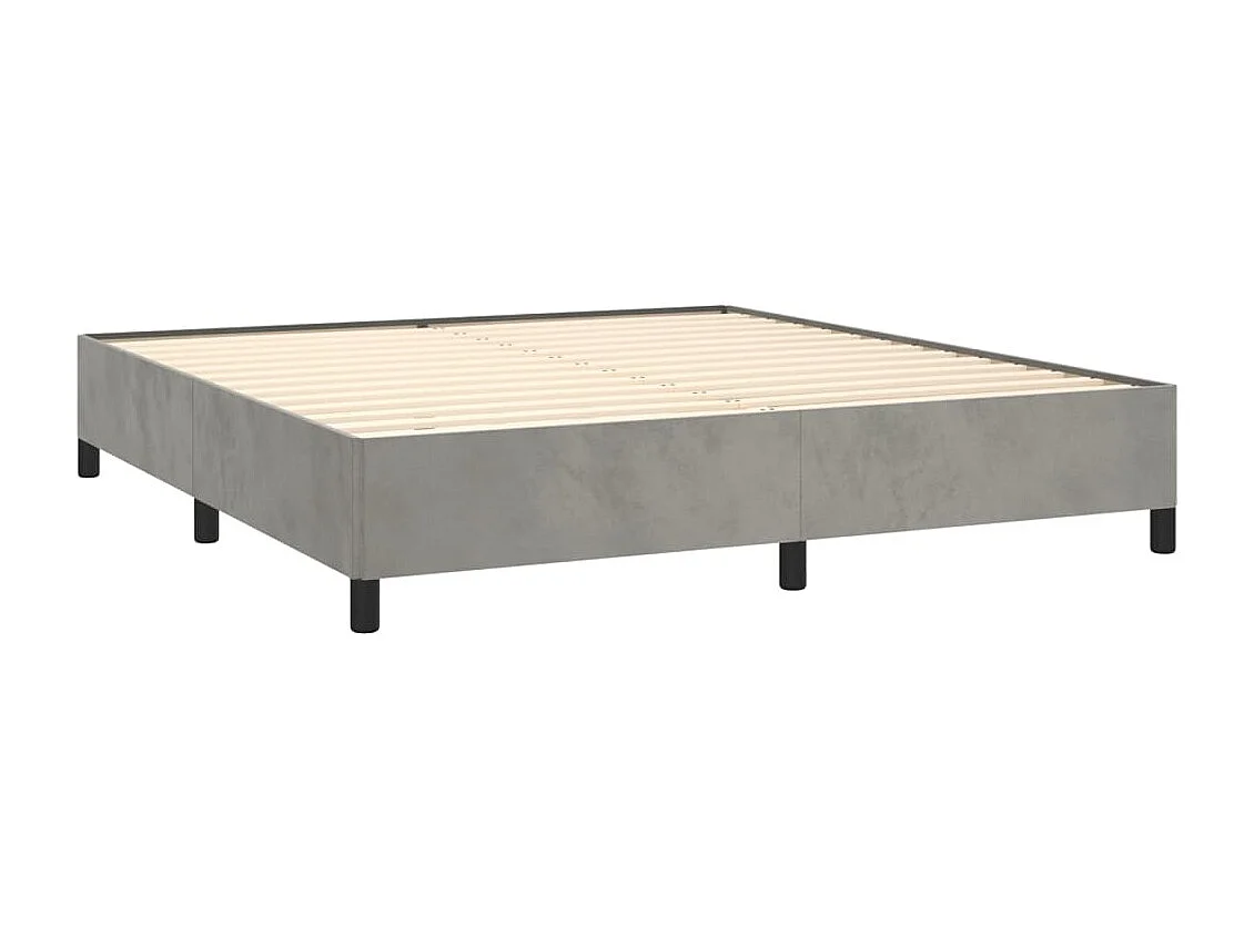 Sommier à lattes de lit et matelas Gris clair 180x200 Velours